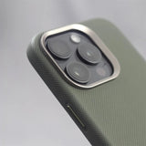 Luxury Alloy Lens Frame Particle PU Leather Magnetic Case for iPhone