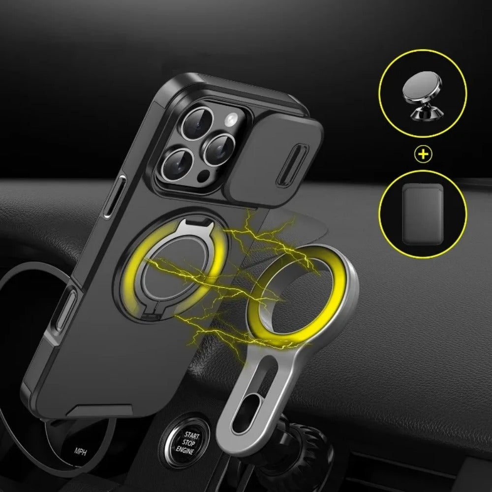 Luxury Heavy-Duty Rugged Armor Magnetic Bracket Case For iPhone