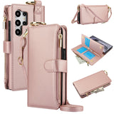 Leather Crossbody Zipper Wallet Case for Samsung