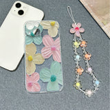 Flowers with Bracelet Transparent All-Inclusive Anti-Fall Case for iPhone