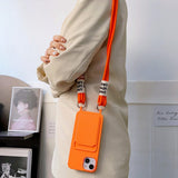 Minimalist Card Holder Lanyard Soft Silicone Case for iPhone