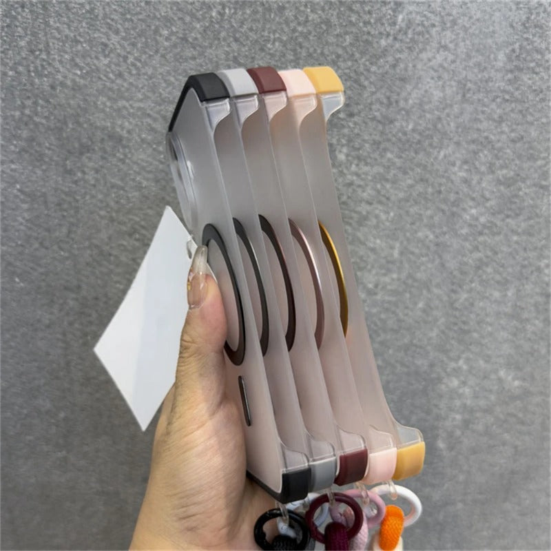 Wrist Strap Ultra Slim Frameless Matte Clear Magnetic Case For iPhone