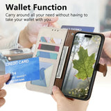 Leaf-Designed Leather Flip Cover Card Slot Lanyard Shockproof Case For Samsung