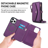 Leather RFID Blocking Lanyard Wallet Case for iPhone