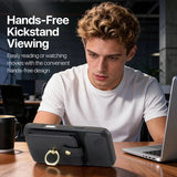 Slide Camera Cover Ring Holder Wallet Case For iPhone