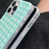 Color Plaid Splicing With Lanyard Phone Case for iPhone