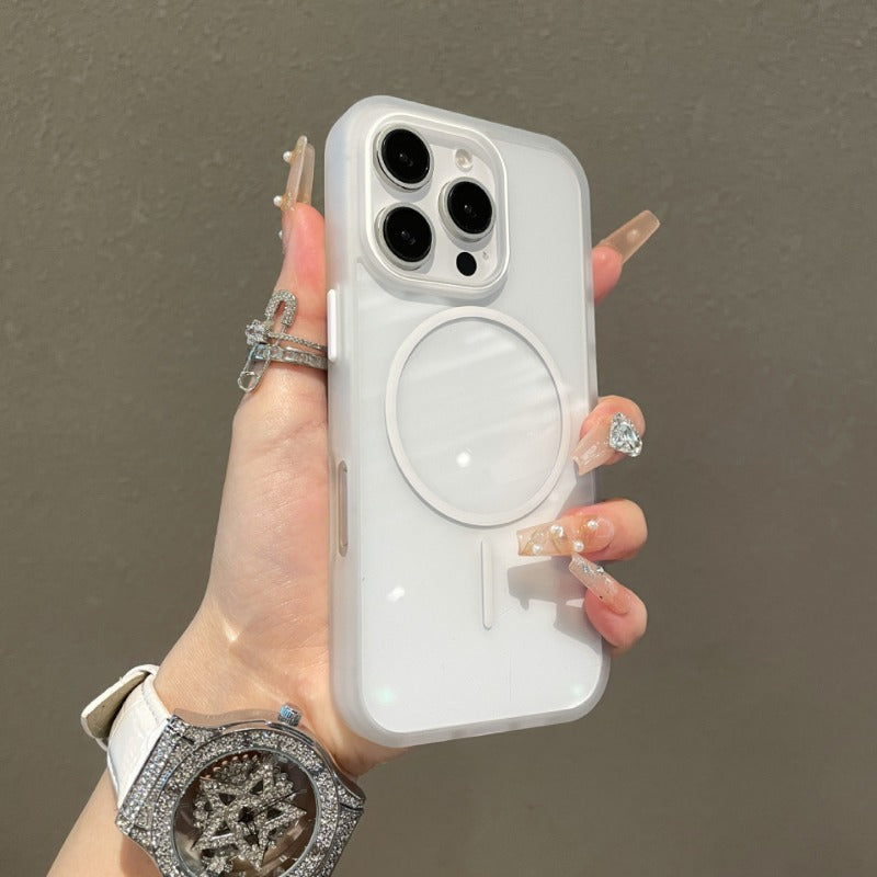 Transparent Thin Circle Magnetic Phone Case For iPhone