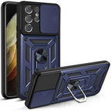 Lens-Mounted Sliding Window Phone Case with Stand for Samsung