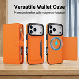 Leather Crossbody Wallet Magnetic Charging Case for iPhone