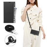 Minimalist Leather Wallet Case with Lanyard for iPhone