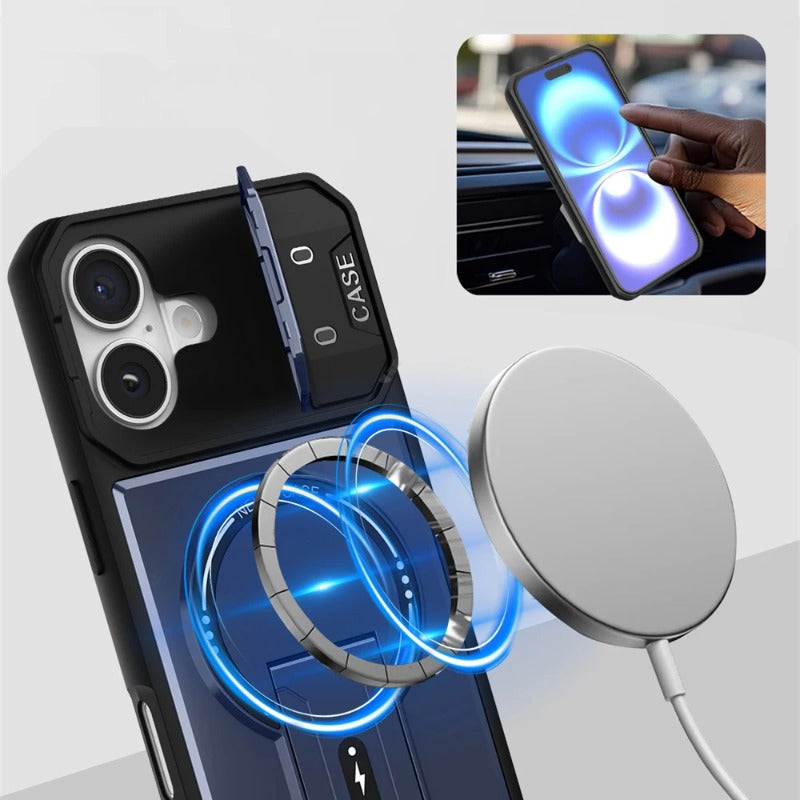Flip Full Lens Protection Fold Stand Magnetic For Magsafe Military Case For iPhone