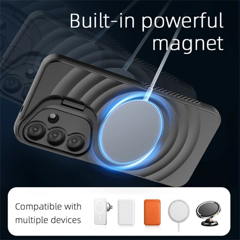 Fold Lens Stand Water Wave Magnetic Phone Case For Samsung