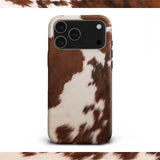 Brown & White Cowhide Double-layer Back Phone Case for IPhone