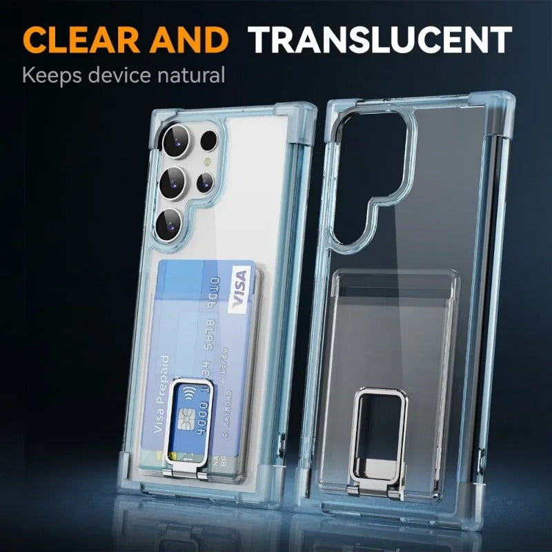 Transparent with Card Slot Holder Phone Case For Samsung