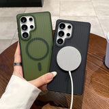 Corrugated Pattern Non-slip Magnetic Matte Case For Samsung