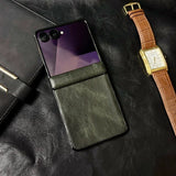 Vintage Waxed Leather Magnetic Shockproof Case for Samsung