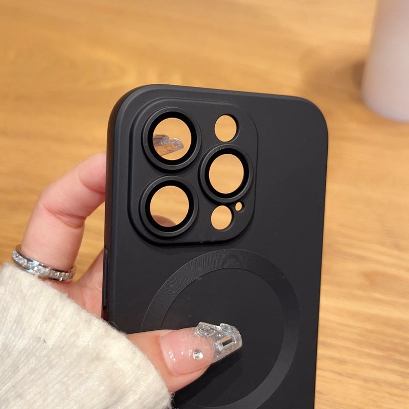 Luxury Magnetic Wireless Charge With Lens protector Phone Case For iPhone