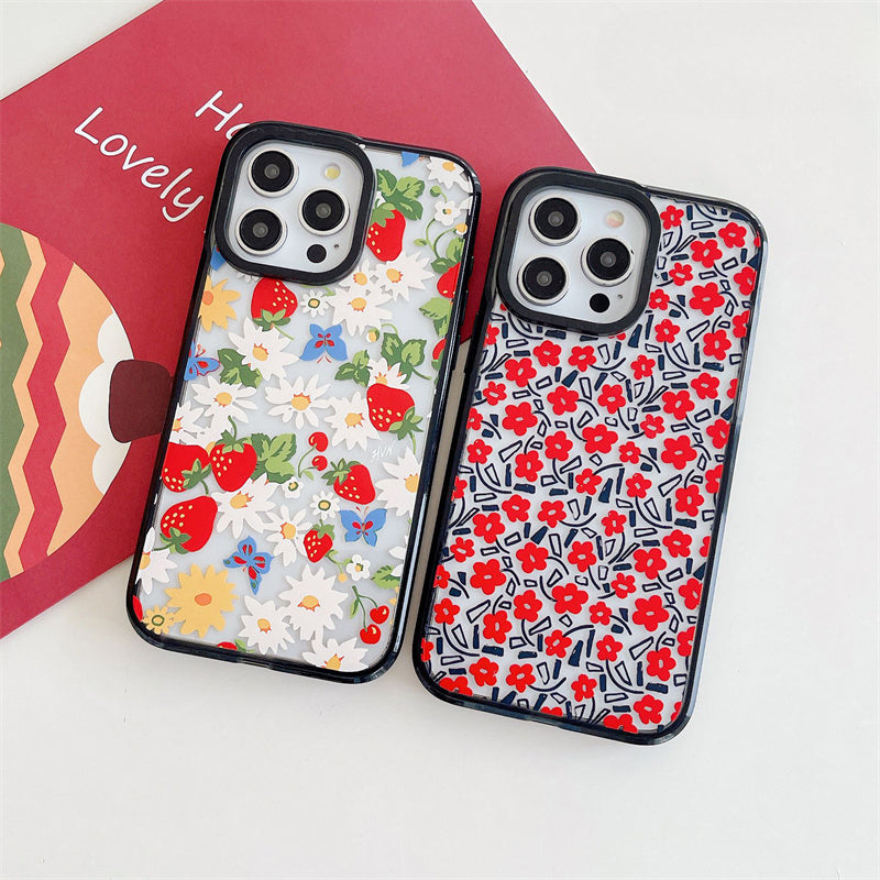 Cute Red Flower Cherry Painting Phone Case For iPhone