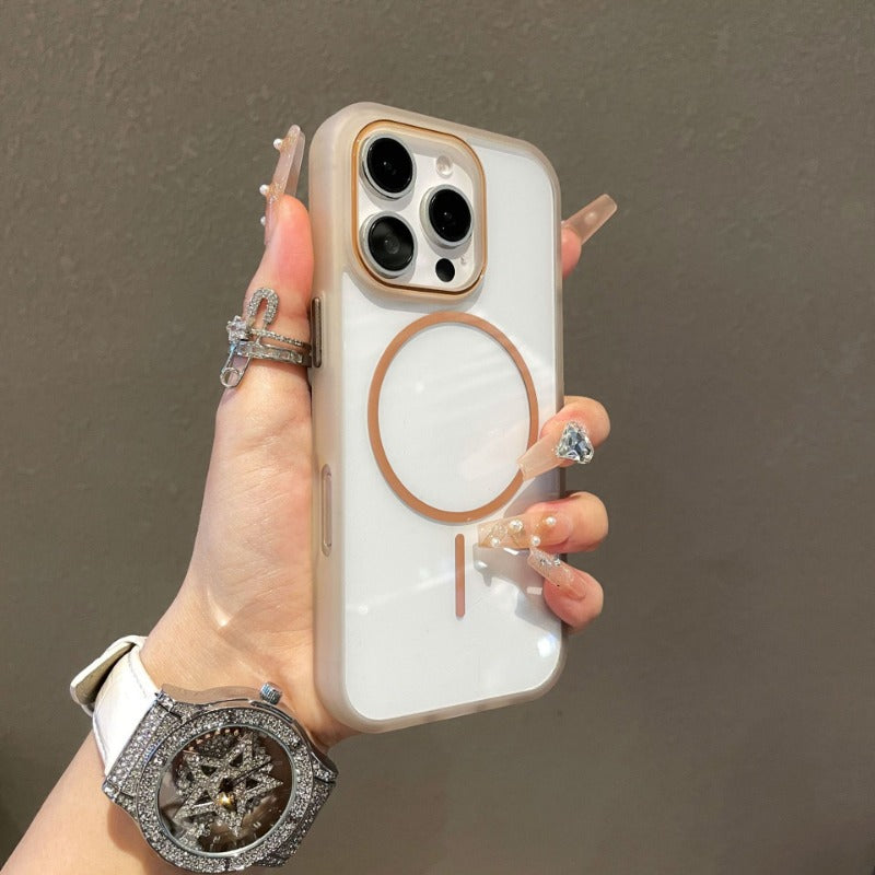 Transparent Thin Circle Magnetic Phone Case For iPhone