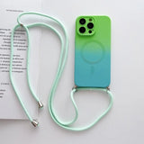 Gradient Color Crossbody Lanyard Camera Protector Magnetic Case For iPhone