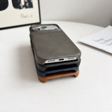 Business Oil‑Waxed Leather Hard Case for iPhone