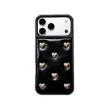 3D Heart Full-Cover Leather Case for iPhone