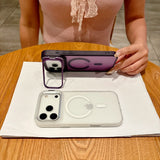 Matte Translucent Magnetic Metal Bracket Case for iPhone