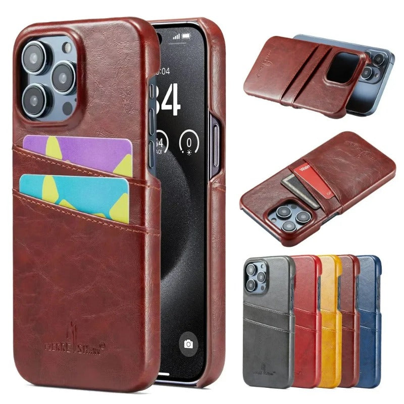 Leather Back Wallet Phone Case For iPhone