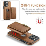 2 in 1 Magnetic Leather Wallet Case for iPhone