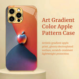 Art Gradient Color Apple Pattern Electroplated Case for iPhone