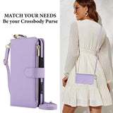 Leather Crossbody Zipper Wallet Phone Case for iPhone