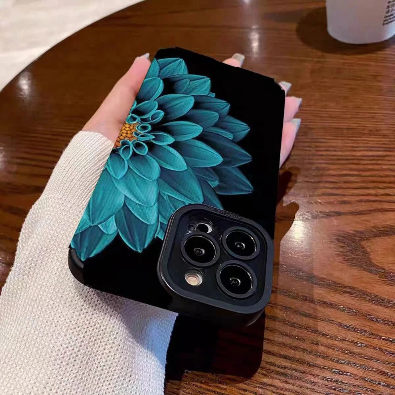 Fashion Blue Flower Silicone Case For iPhone