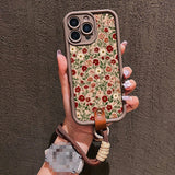 Cute Flower Lanyard Strap Rope Silicone Soft Phone Case for iPhone