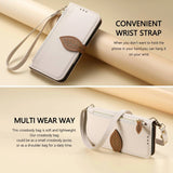 Leaf-Designed Leather Flip Cover Card Slot Lanyard Shockproof Case For Samsung