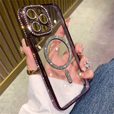 New Fashion Glitter Diamond Magnetic Transparent Case For iPhone