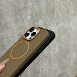 Diagonal Stripes Fine Circle Magnetic Hit color Case For iPhone
