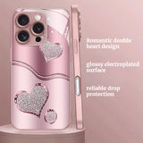 Curve Double Heart Electroplated Case for iPhone