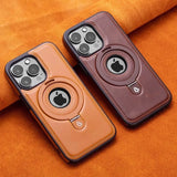 Business Retro Leather Holder Magnetic Case For iPhone