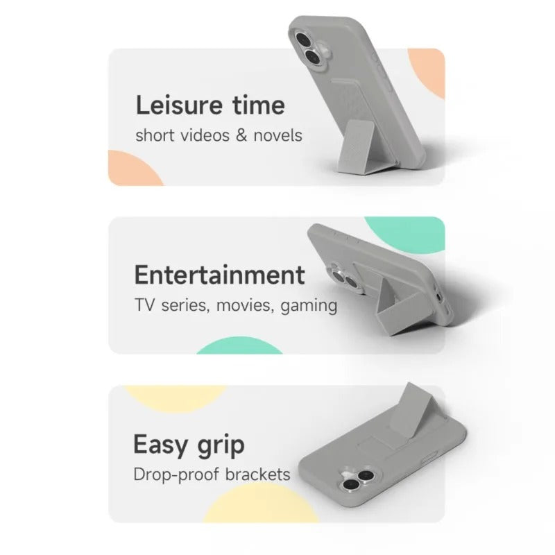 Luxury Liquid Silicone Folding Stand Bracket Case For iPhone