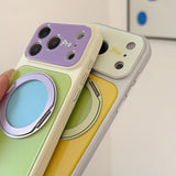 Color Block Magnetic Stand Shockproof Case for iPhone