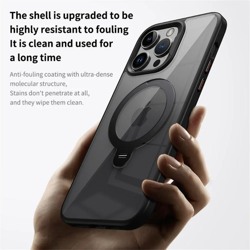 Rotating Folding Stand Clear Magnetic Phone Case For iPhone