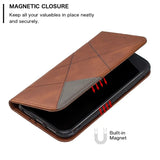 Leather Flip Wallet Case with Card Slots for iPhone