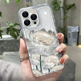 White Lotus Oil Painting Transparent Phone Case for iPhone