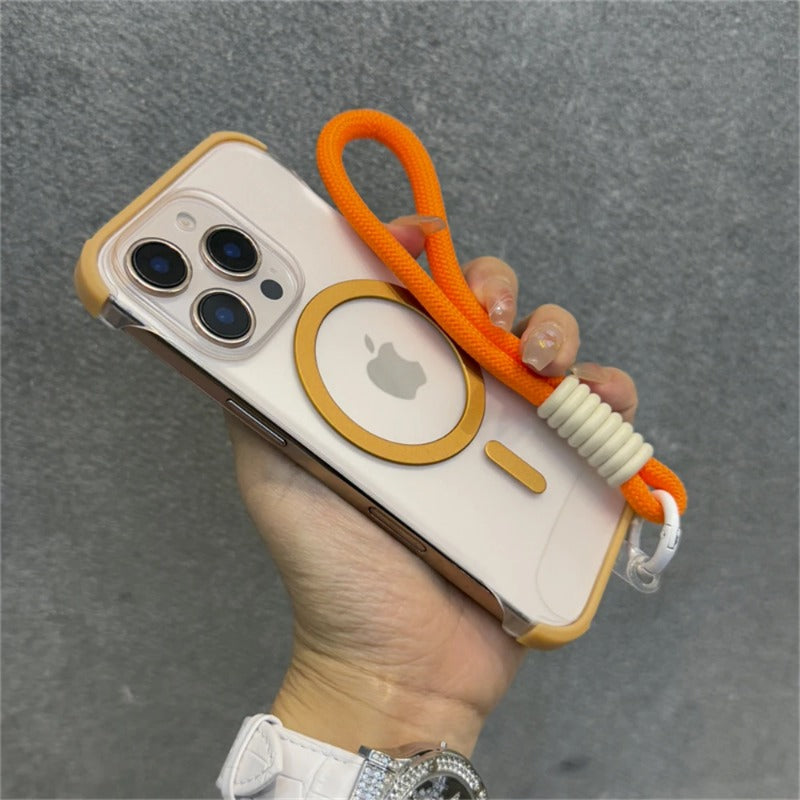 Wrist Strap Ultra Slim Frameless Matte Clear Magnetic Case For iPhone