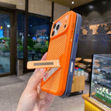 Hidden Kickstand Hollow Cooling Shockproof Case for iPhone