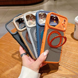 Carbon Fiber Plating Bracket Magnetic Case for iPhone