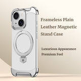Frameless Plain Leather Magnetic Stand Case for iPhone