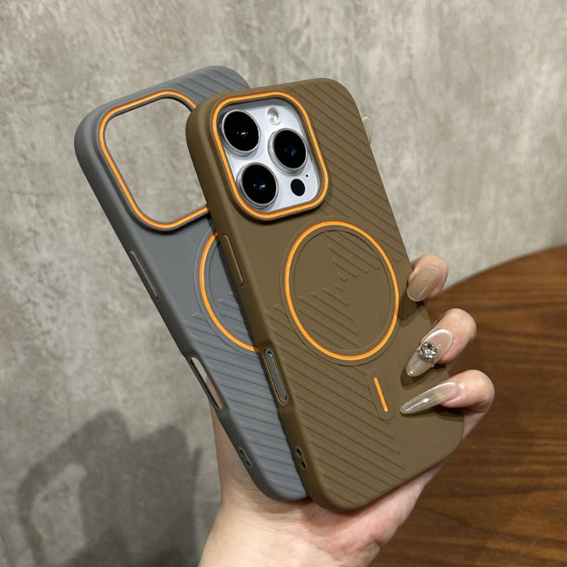Diagonal Stripes Fine Circle Magnetic Hit color Case For iPhone