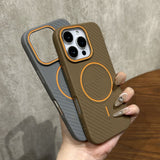 Diagonal Stripes Fine Circle Magnetic Hit color Case For iPhone