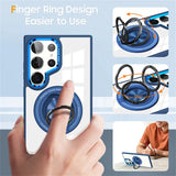 Magnetic Transparent Rotating Metal Stand Case For Samsung